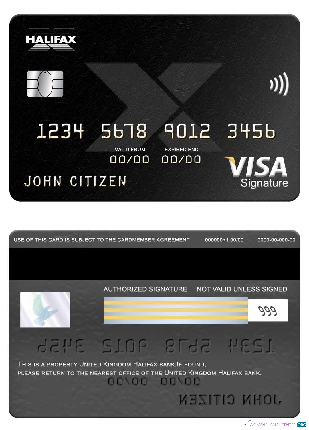 Download United Kingdom Halifax bank visa signature card Photoshop template
